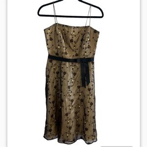 Vintage Laundry By Shelli Segal Embroidered Floral Dress with Silk Overlay